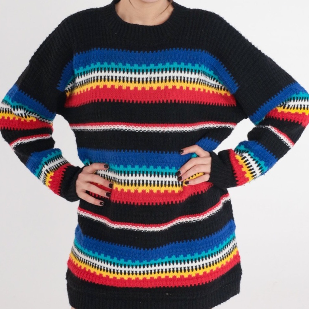 Vintage Nan Dorsey Made in USA Colorful Stripped Knit Sweater